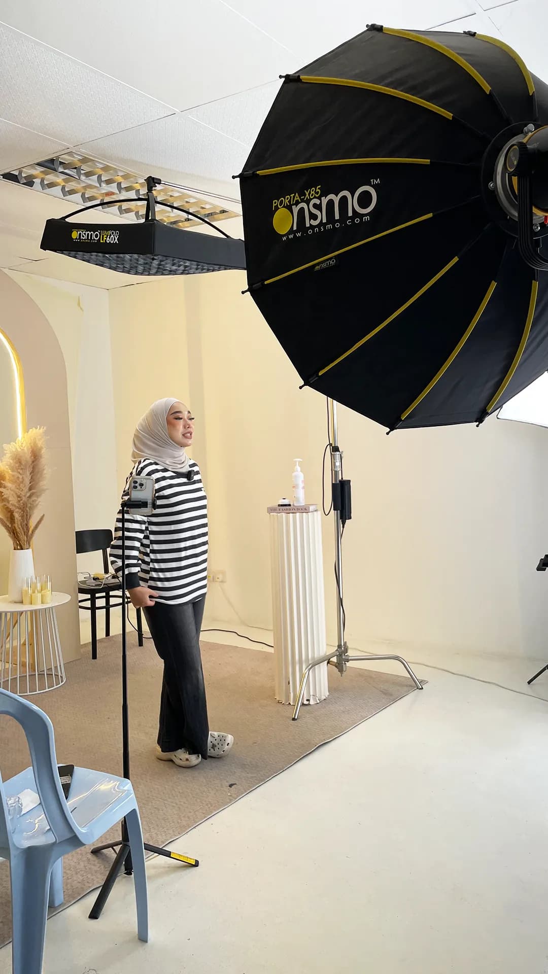 A Labu-Labu live room set up for a fashion stream